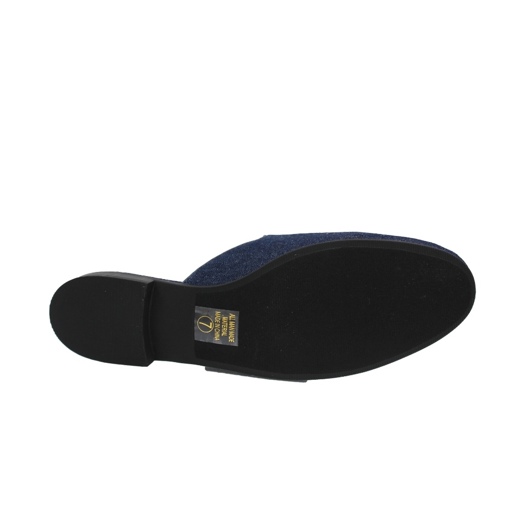 Blue Rose Embroidery Backless Slip On Loafer Mule - Picture 5 of 6
